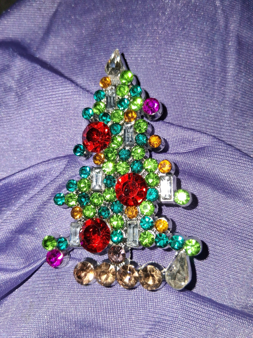 Multicolor Crystal Christmas Tree Brooch - Women Jewelry Brooches